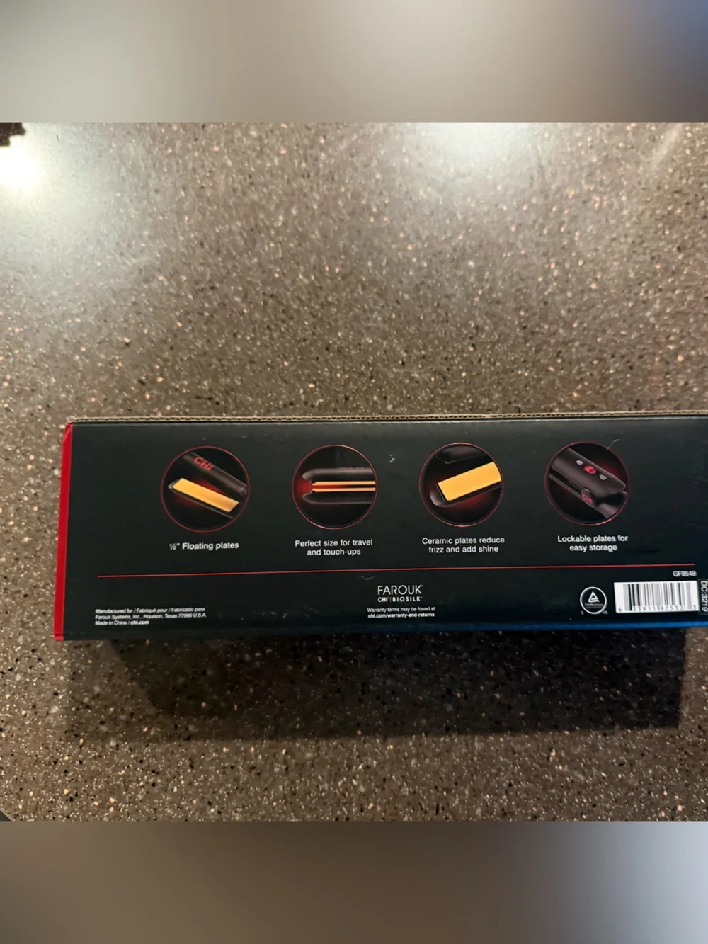 CHI Mini Tourmaline Ceramic Mini Flat Iron - Black & Red 1/2 inch - Picture 4 of 4